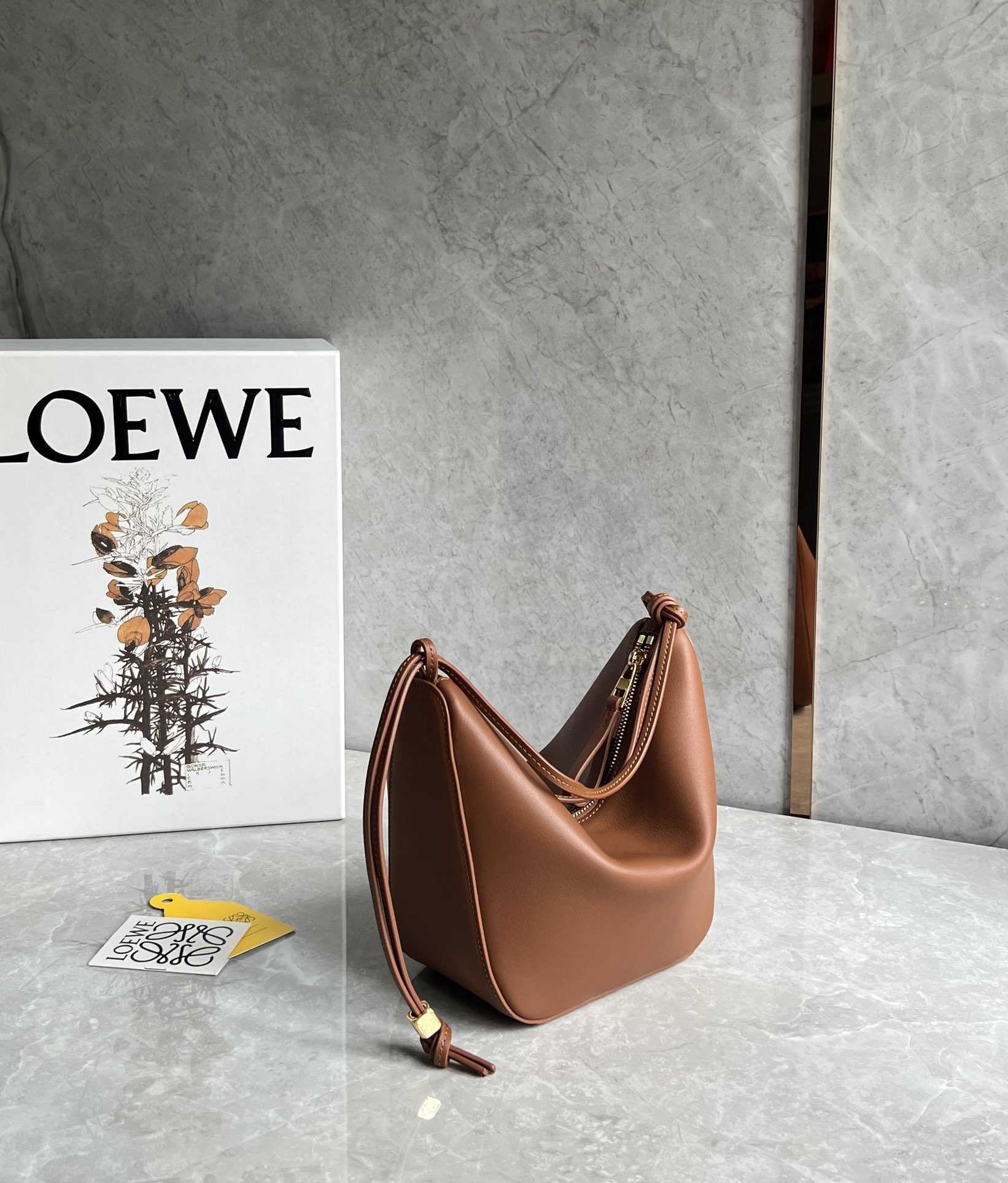 Loewe Mini Hammock Hobo Bag in Classic Calfskin Caramel